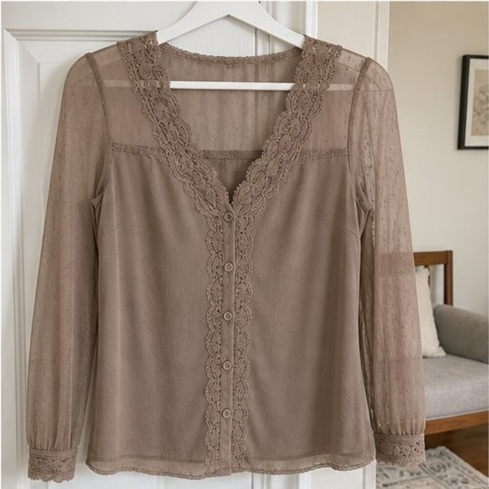 Cream Lace Trim Top